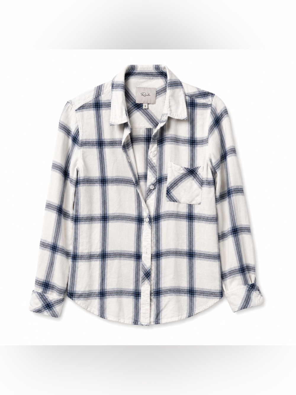 Rails White & Navy Plaid Button-Down Shirt Womens Small Soft Lightweight Flannel